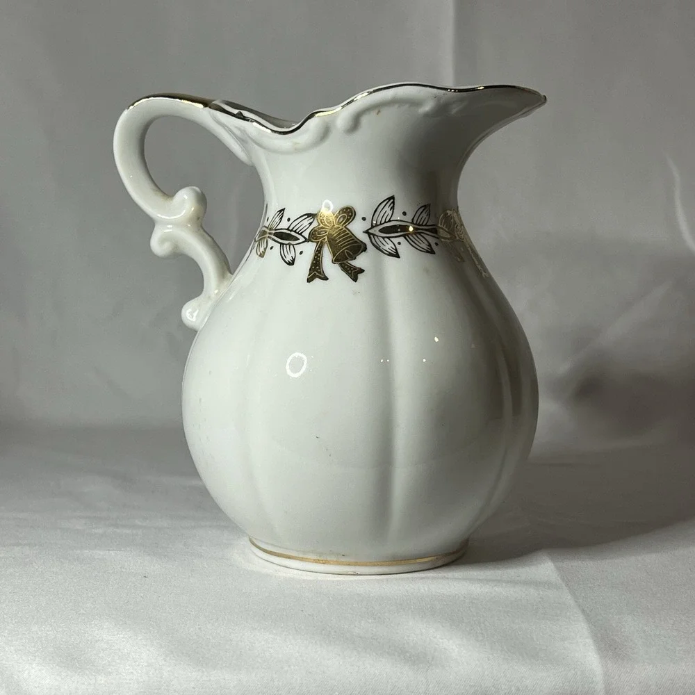 Vintage Lefton China 50th Anniversary Creamer/Mini Pitcher Hand Painted 5.5in‎
